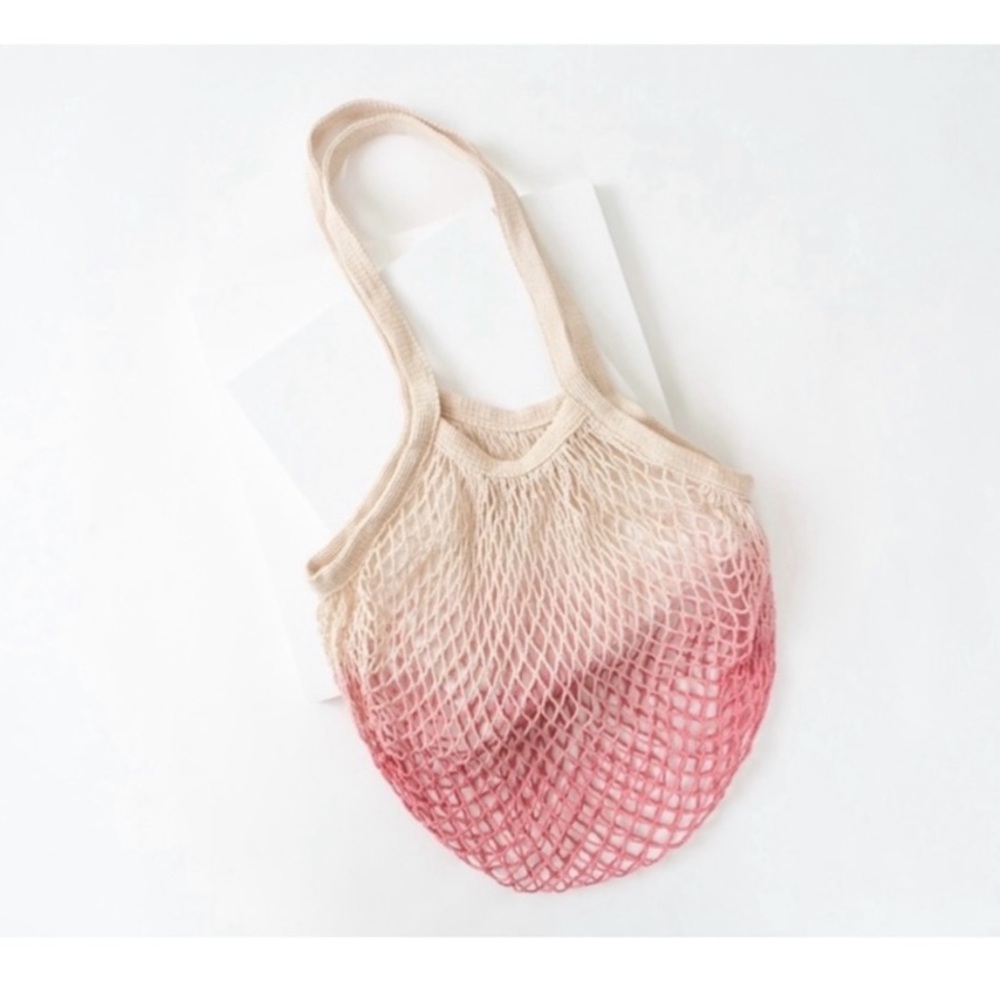 Camp Collection Cream & Pink Cotton Woven Ombré Dip Dyed Market Tote